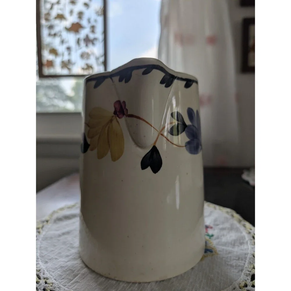 Societe Ceramique Maestricht Pitcher Antique 1920's Dutch Holland Floral 6.25